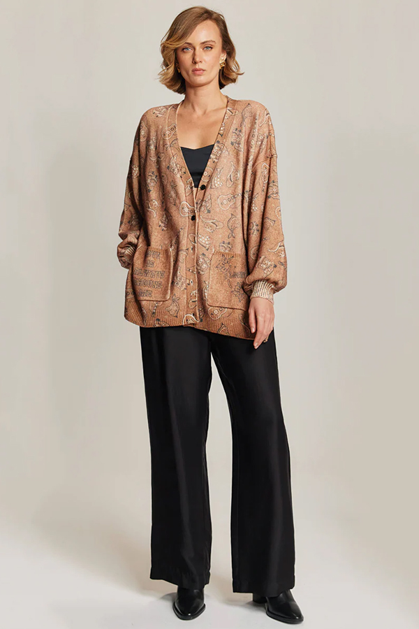 Me369 Liv long Printed Cardigan Rodeo