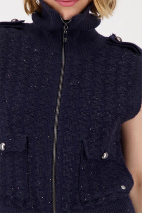 Monari Jacket Knit Vest Tweed Night Sky
