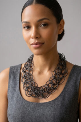 Rosalba Galati Tejers PVC Necklace BlackSilver