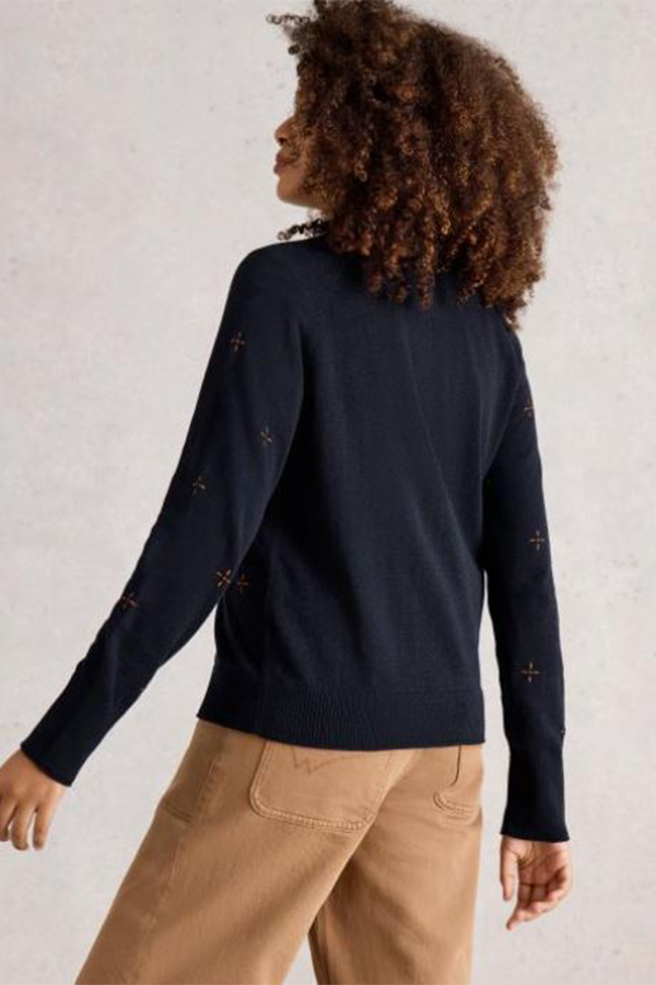 White Stuff Lulu Embroidered Cardi Navy Multi
