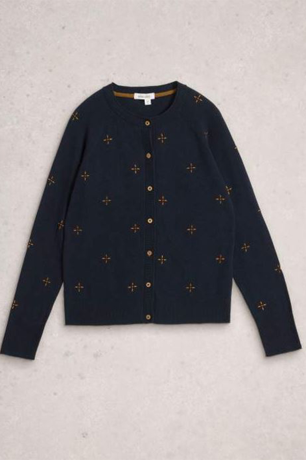 White Stuff Lulu Embroidered Cardi Navy Multi