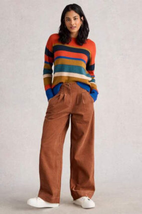 White Stuff Olive Stitch Stripe Jumper Red Mlt