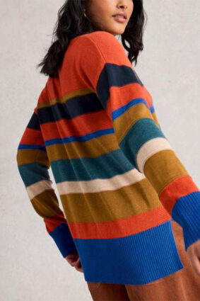 White Stuff Olive Stitch Stripe Jumper Red Mlt