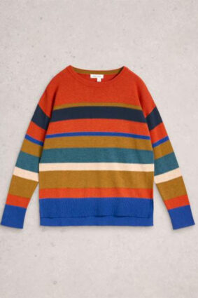 White Stuff Olive Stitch Stripe Jumper Red Mlt