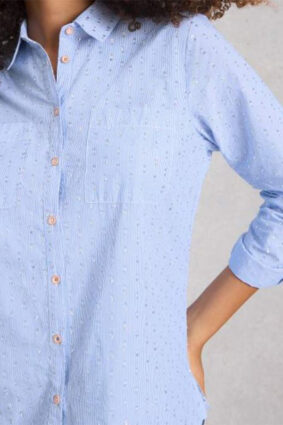 White Stuff Sophie Metallic Shirt Blue Mlt