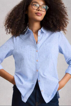 White Stuff Sophie Metallic Shirt Blue Mlt