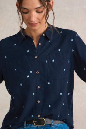White Stuff Sophie Organic Cotton Shirt Dark Navy