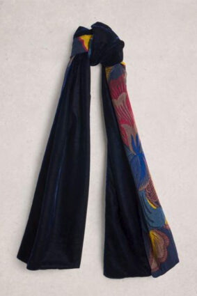 White Stuff Velvet Printed Scarf Blue PR