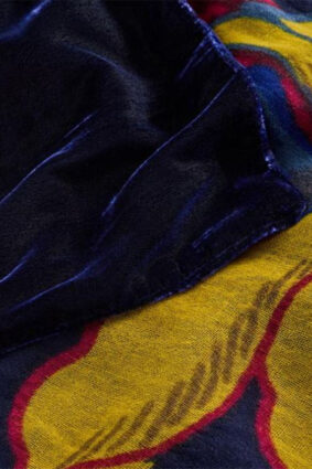White Stuff Velvet Printed Scarf Blue PR
