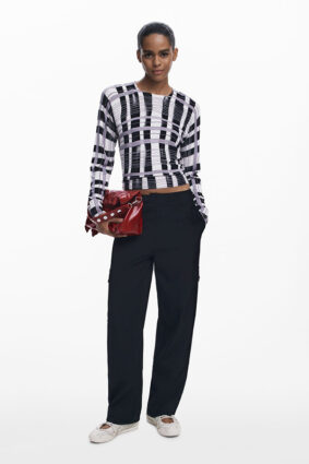 Desigual Pullover Check Negro