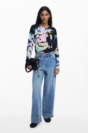 Desigual Pullover Sweater Azul Espacial