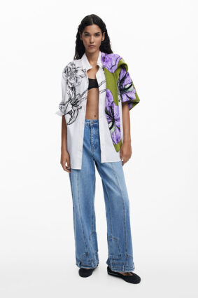 Desigual Shirt Blanco Placement Print