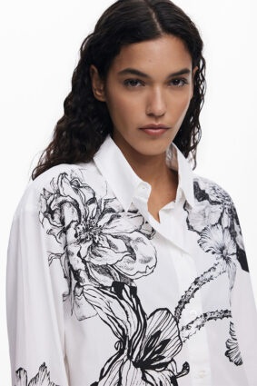 Desigual Shirt Blanco Placement Print