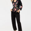 Johnny Was 3_4 Sleeve Trapunto V-Neck Tee Junie Black