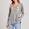 Johnny Was Henley Yoke Blouse - Lucinda Osiris Stripe