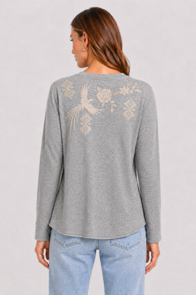 Johnny Was Henley Yoke Blouse - Lucinda Osiris Stripe