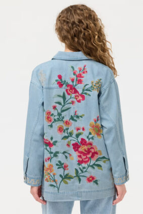 Johnny Was Oversized Denim Trucker Jacket - Sunnie Denim Blue