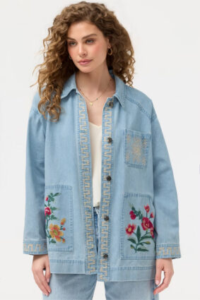 Johnny Was Oversized Denim Trucker Jacket - Sunnie Denim Blue