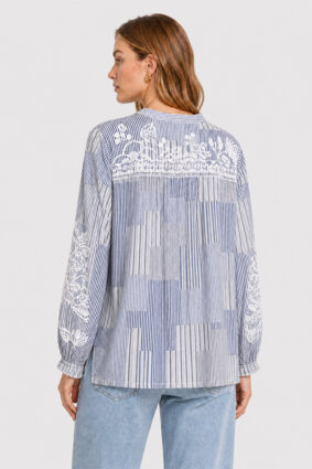 Johnny Was Slit Sleeve Tee - Carmelita Heather Grey
