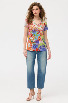 Johnny Was The Janie Favorite Short Sleeve V-Neck Tee Mc Dreamer Print