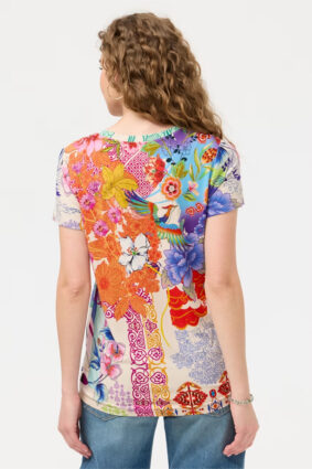 Johnny Was The Janie Favorite Short Sleeve V-Neck Tee Mc Dreamer Print