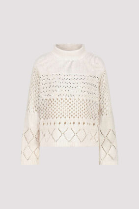 Monari Chenille Openwork Sweater Almond