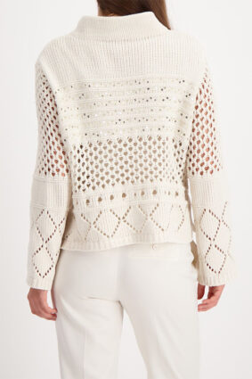 Monari Chenille Openwork Sweater Almond