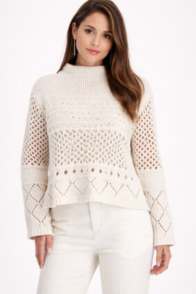 Monari Chenille Openwork Sweater Almond