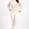 Monari Chenille Openwork Sweater Almond