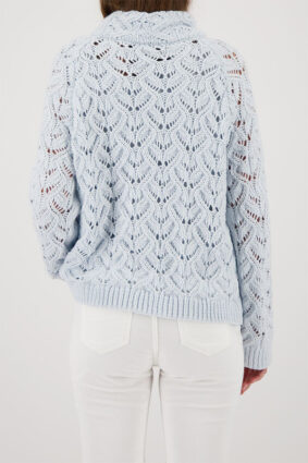 Monari Chenille Openwork Sweater Ice Blue