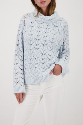 Monari Chenille Openwork Sweater Ice Blue