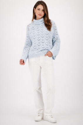 Monari Chenille Openwork Sweater Ice Blue