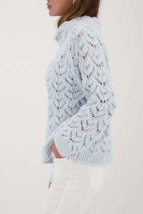 Monari Chenille Openwork Sweater Ice Blue