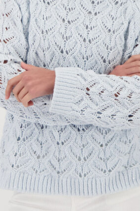 Monari Chenille Openwork Sweater Ice Blue