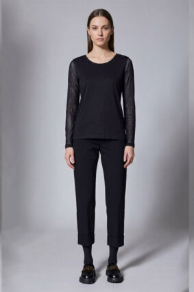 Peruzzi Mesh Sleeve Top Black