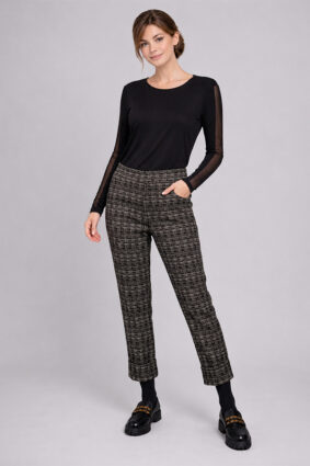Peruzzi Mesh Stripe Sleeve Top Black