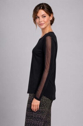 Peruzzi Mesh Stripe Sleeve Top Black
