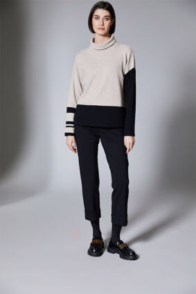 Peruzzi Stripe Colour Blk Fleece Top Sand