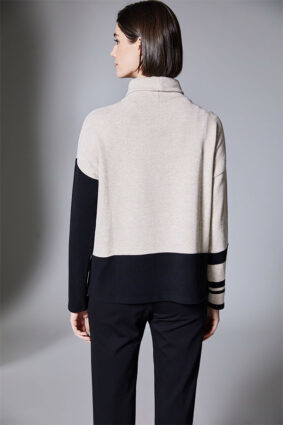 Peruzzi Stripe Colour Blk Fleece Top Sand