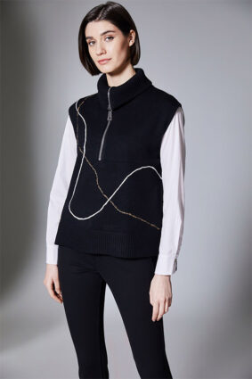 Peruzzi Zip Knit Tabard Blk Ecru
