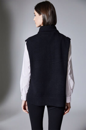 Peruzzi Zip Knit Tabard Blk Ecru