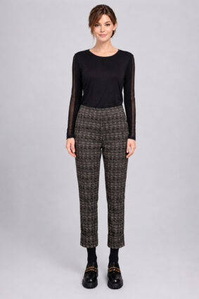 Puruzzi Check Turn Up Trouser BrownCamel