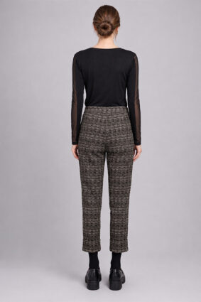 Puruzzi Check Turn Up Trouser BrownCamel