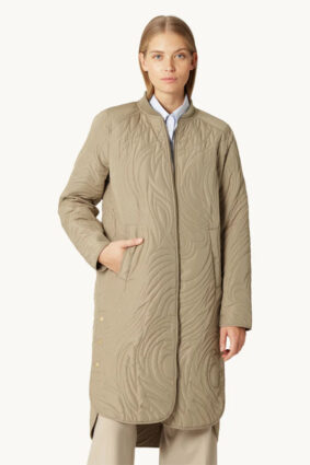 Ilse Jacobsen longline quilt coat in greige neutral tone
