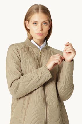 Ilse Jacobsen longline quilt coat in greige neutral tone