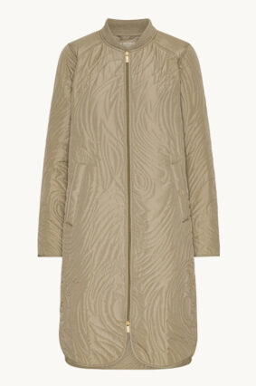 Ilse Jacobsen longline quilt coat in greige neutral tone