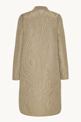Ilse Jacobsen longline quilt coat in greige neutral tone