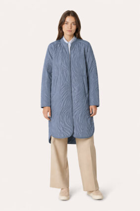 Ilse Jacobsen longline quilt coat in grey blue