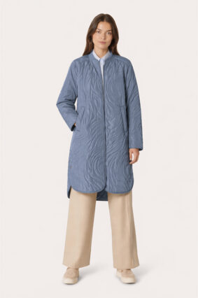 Ilse Jacobsen longline quilt coat in grey blue