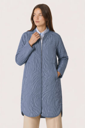 Ilse Jacobsen longline quilt coat in grey blue